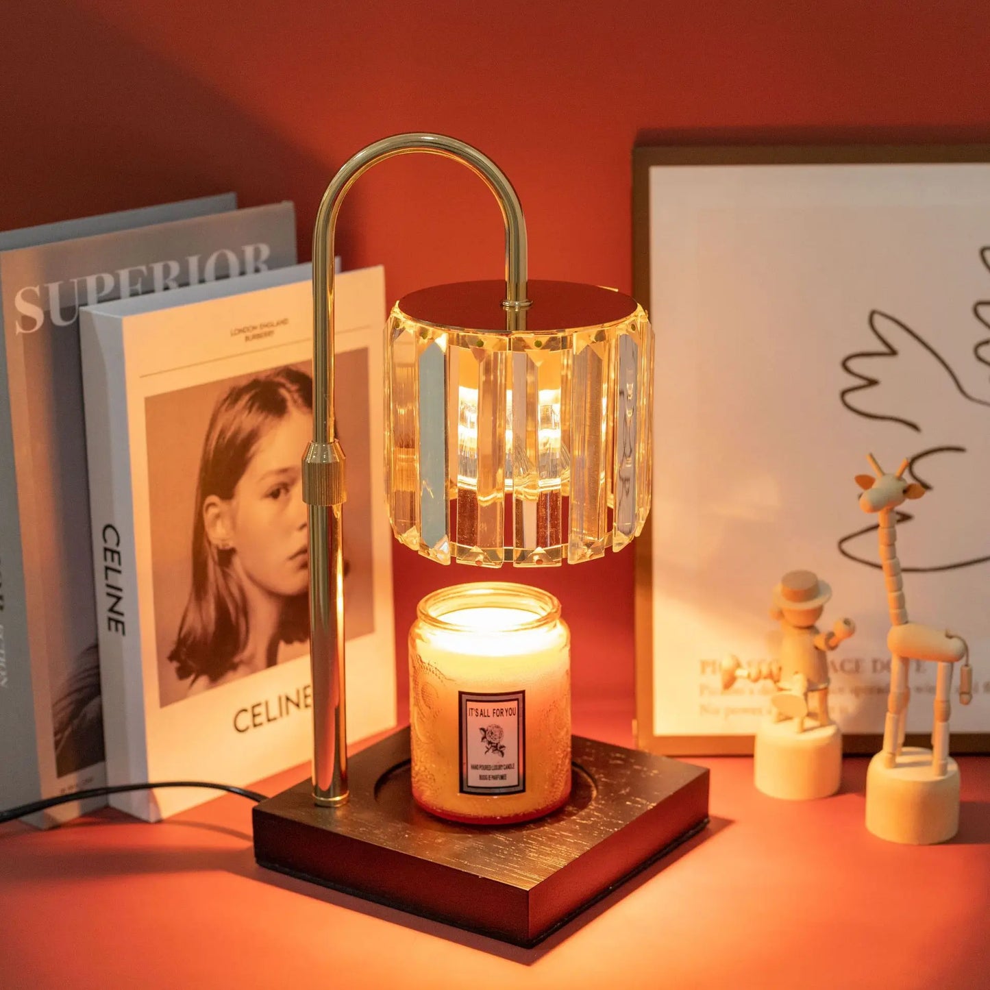Adjustable-height Flameless Aromatherapy Lamp with Timer, Crystal Wax Melter and Night Light