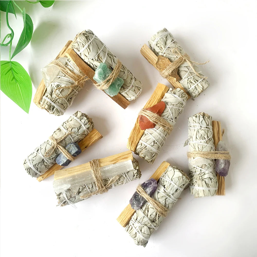 Natural Sage Peru Holy Wood  Crystal Original Stone Aromatherapy Set Yoga Meditation Indoor Purification