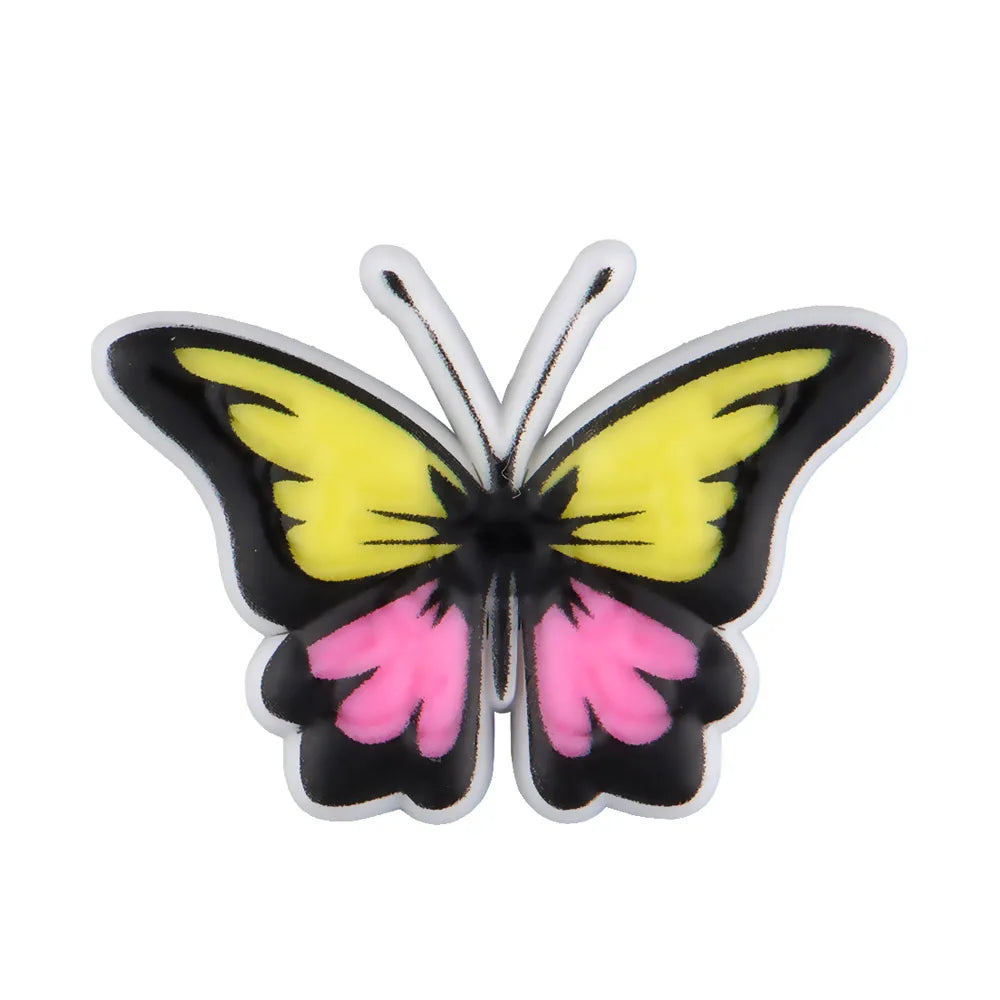 New Arrival Custom PVC Shoe Charms 3D UV Printing Flower Butterfly Design for Autism Beach Sandals Clogs Decoration Wholesale