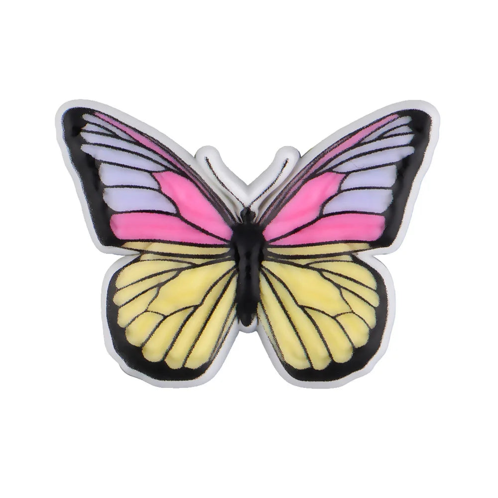 New Arrival Custom PVC Shoe Charms 3D UV Printing Flower Butterfly Design for Autism Beach Sandals Clogs Decoration Wholesale