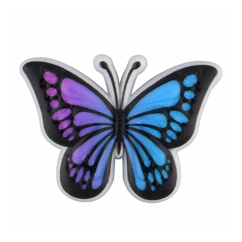 New Arrival Custom PVC Shoe Charms 3D UV Printing Flower Butterfly Design for Autism Beach Sandals Clogs Decoration Wholesale