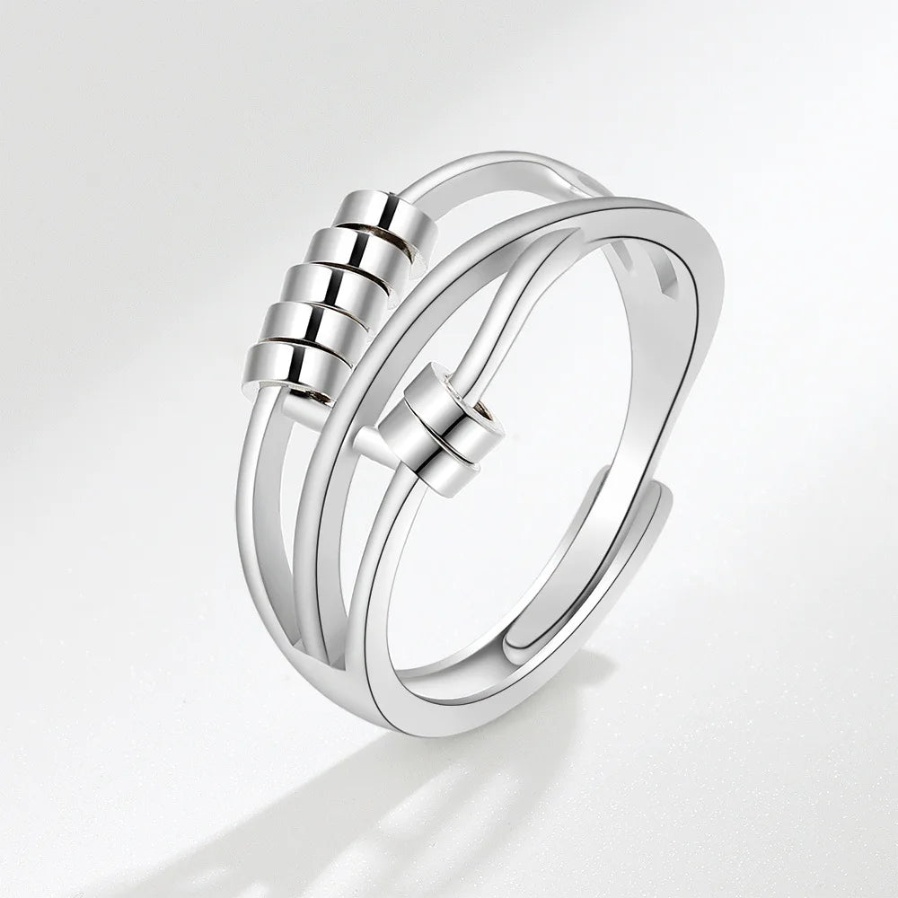 Energinox Dropshipping Adjustable Anxiety Jewelry Fidget Spinning Sterling Silver Ring