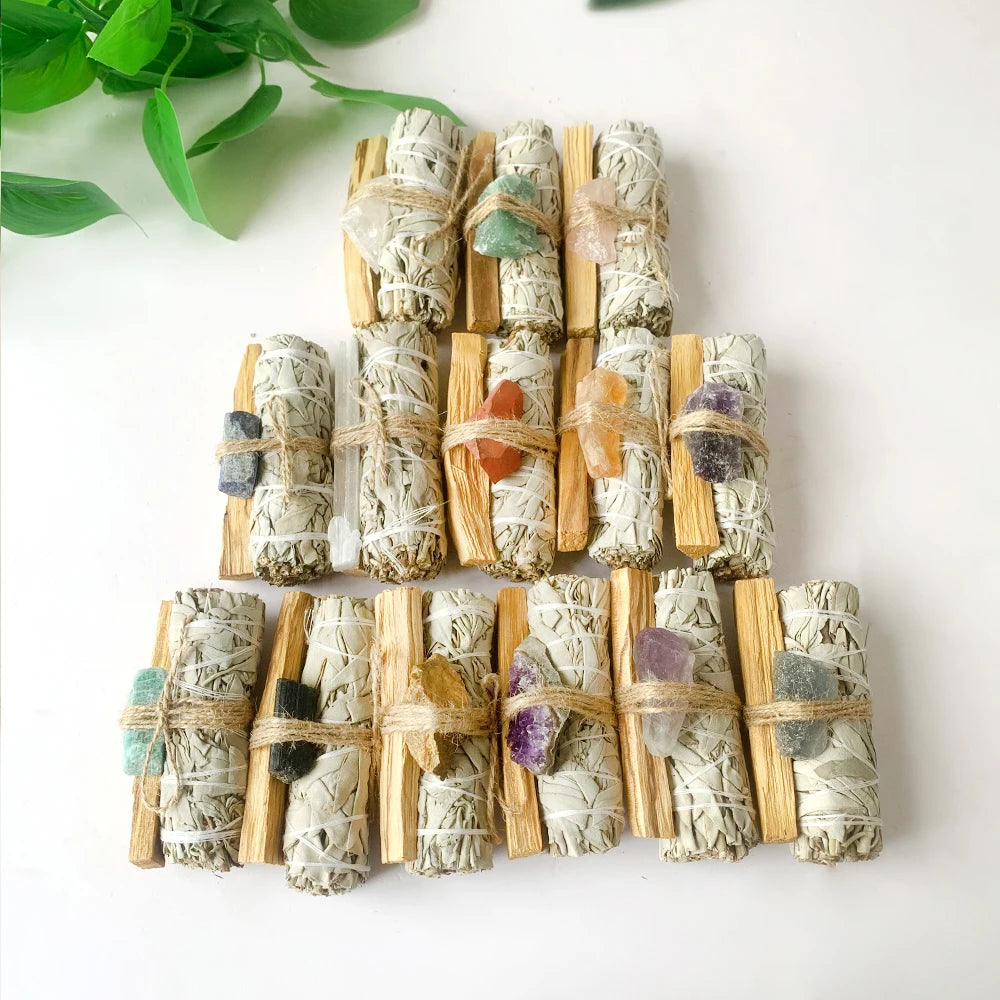 Natural Sage Peru Holy Wood  Crystal Original Stone Aromatherapy Set Yoga Meditation Indoor Purification