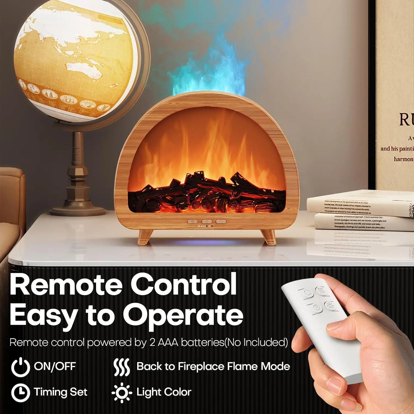 2026 Newest Portable USB Plastic Aroma Diffuser Flame Humidifier 3D Fire Ultrasonic Remote Control Aromatherapy for Household