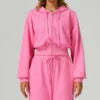 Women's Zippered Short Sweatshirt Hoodie for Autumn-Loose Fit Casual Sports Outfit for Running and Gym Wear