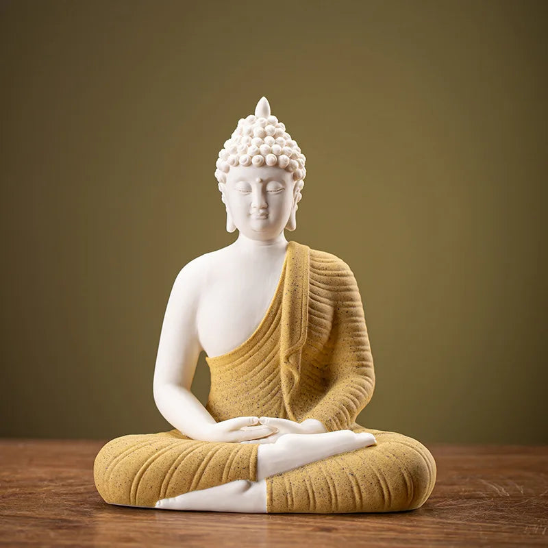 Light-emitting Diode Lamp Buddha Meditation Ceramic Guanyin Bodhisattva Shape Backflow Incense Burner Aromatic Sandalwood