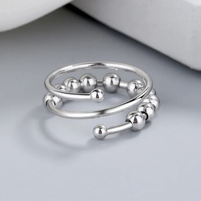 Hot Selling 18K Gold Plated Rotating Ring Slide Bead Anxiety Stress Relief Jewelry for Women
