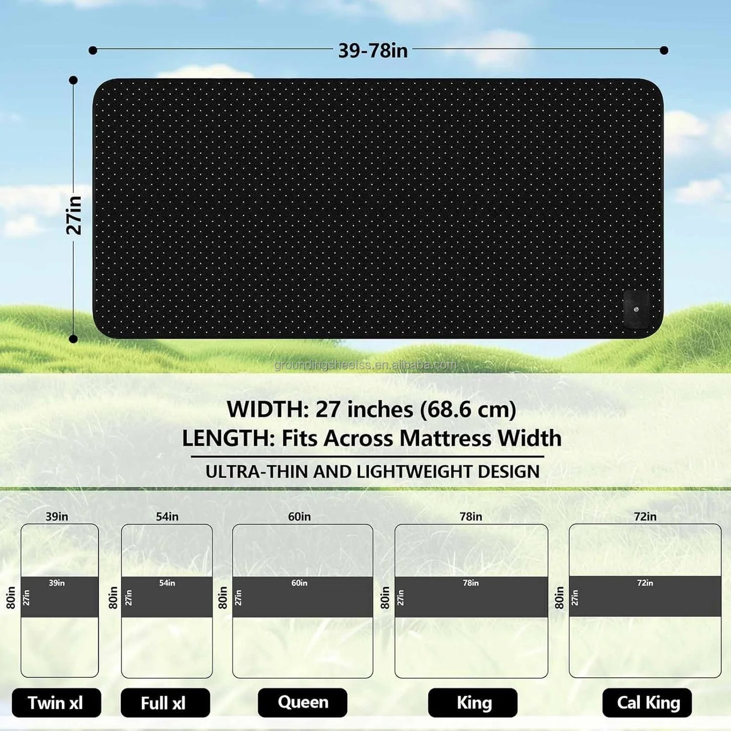 Earth Grounding Mat for Sleep - Reduce Inflammation, Pain, and Anxiety, with Conductive Material