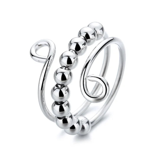 Hot Selling 18K Gold Plated Rotating Ring Slide Bead Anxiety Stress Relief Jewelry for Women