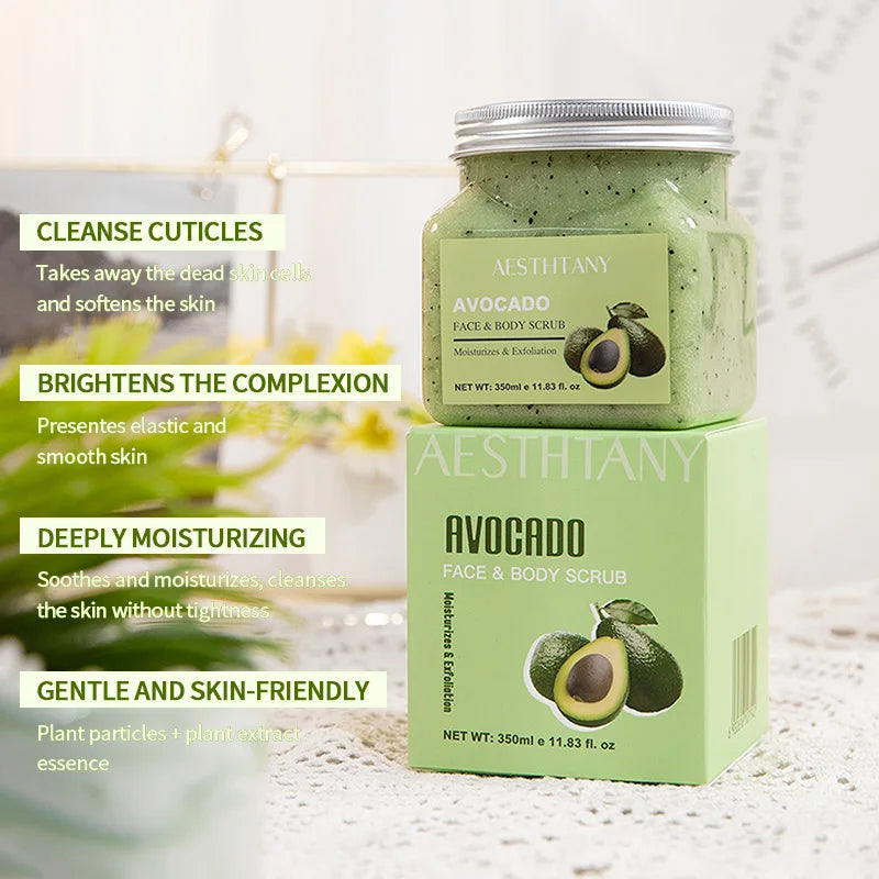 Korean Skin Care Collagen Avocado Salt Scrub OEM ODM Deep Cleaning Exfoliating Moisturizing Essential Oil Scent Aromatherapy Hot