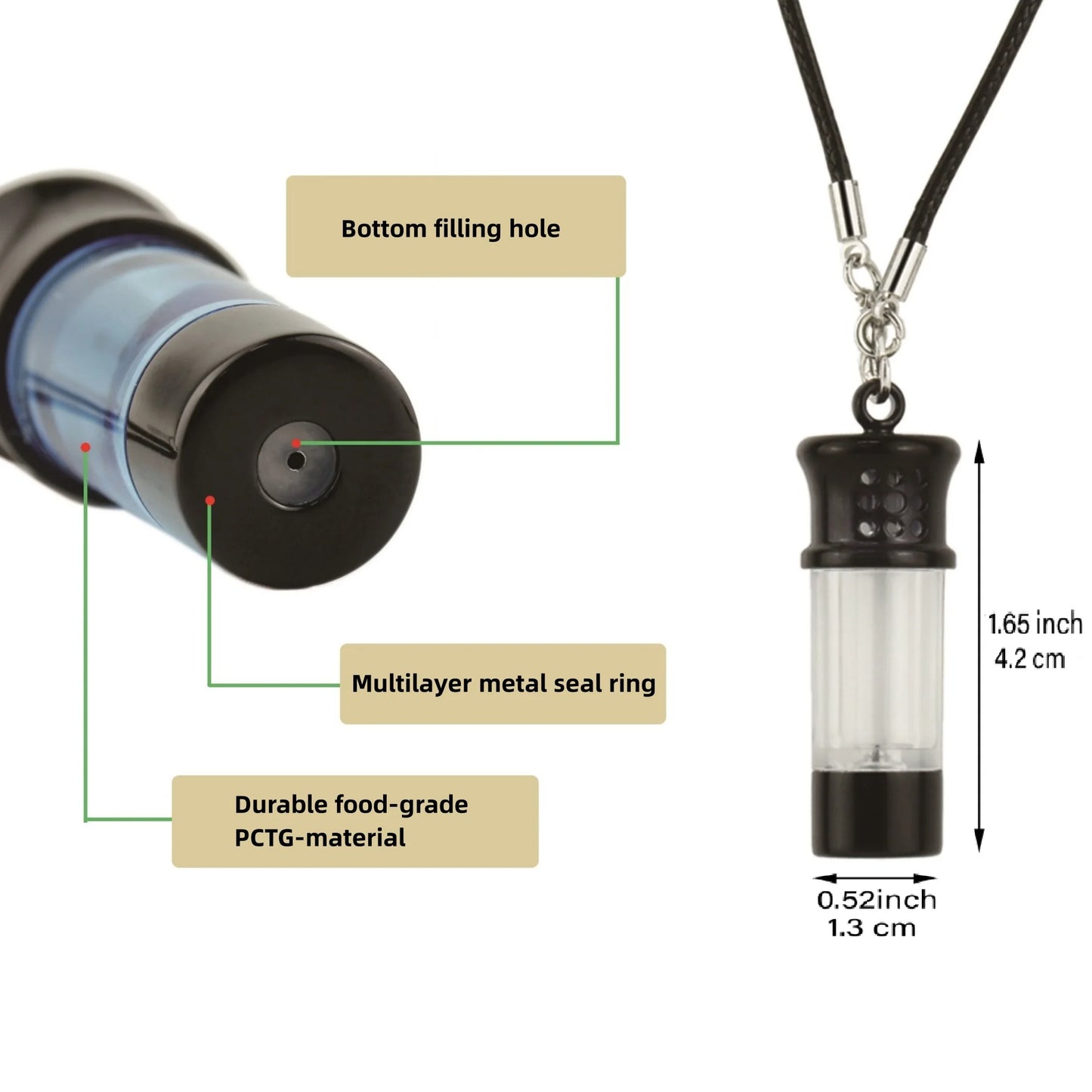 Newest Patent 1ML Fragrance Refillable Necklace Diffuser Perfume Keychain Aroma Bottle  Bottom Filling Aromatherapy Bottle