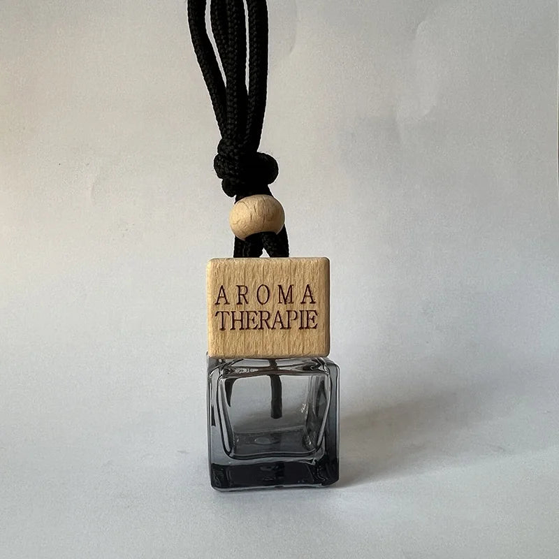6ml Square Shaped Black Perfume Glass Bottle Hanging Car Pendant Perfume Essence Oil Bottle Mini Aromatherapy Bottle