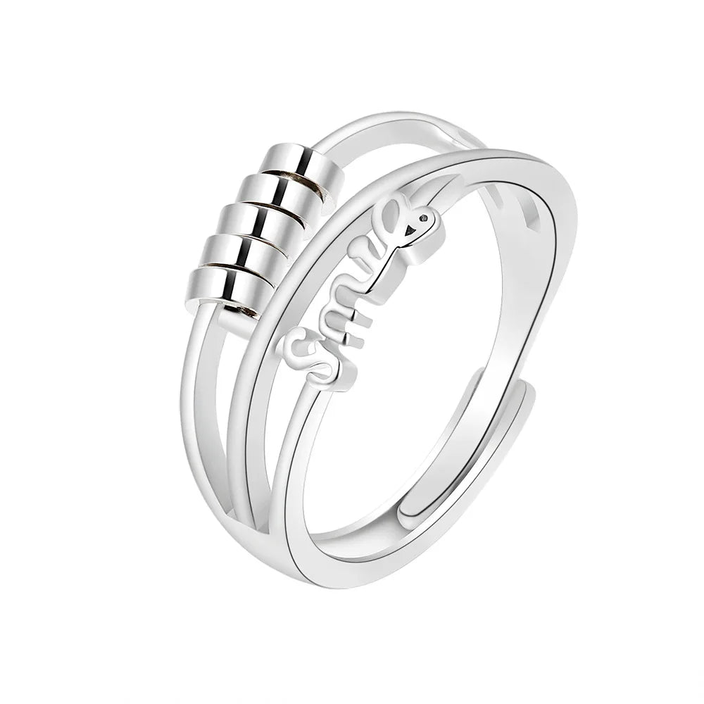 Energinox Dropshipping Adjustable Anxiety Jewelry Fidget Spinning Sterling Silver Ring