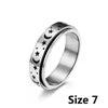 316L Titanium Steel Fidget Anxiety Ring Fashion Luminous Moon Star Design High Polished Rotatable Stacking Stainless Steel