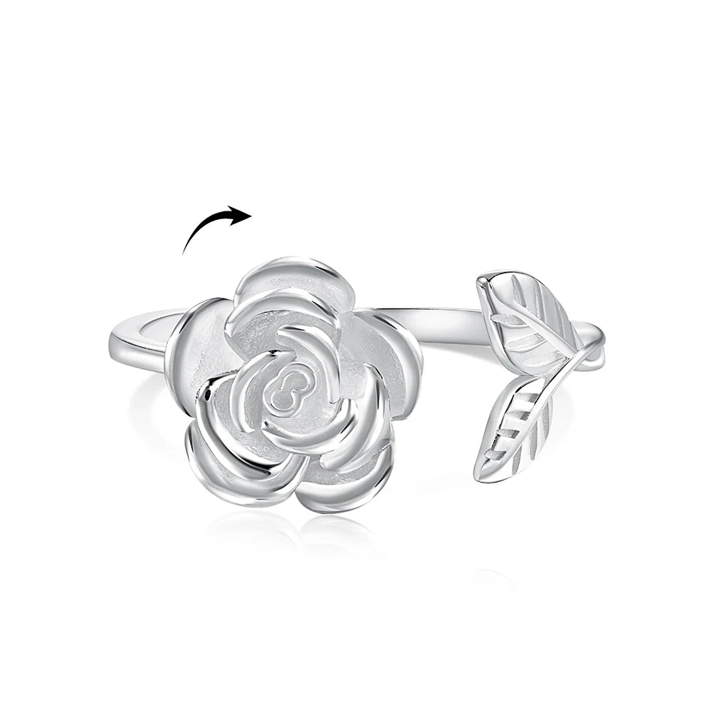 Dylam Trendy Rotating Spinning Anxiety Women Ring Jewelry 18K Gold Plated Custom Sun Flower S925 Sterling Silver Spinner Rings