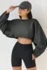 Custom logo Oversized Drop Shoulder Hoodie for Women Custom Crop Tops Solid Color Casual Tshirt  Style
