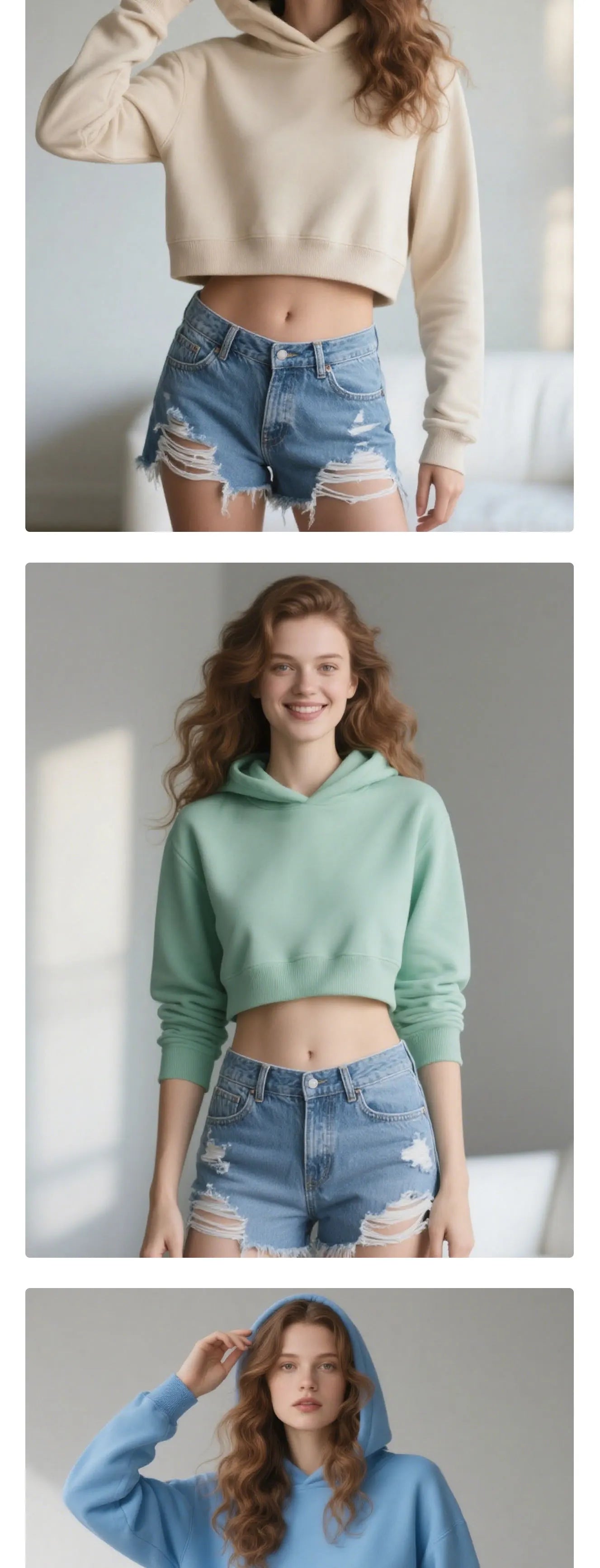 Customize Front Women's High Quality 100% Cotton Eco-Friendly Simple Solid Color Autumn/Winter Crop Hoodie Fashionable Street