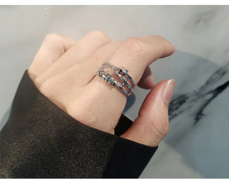 Energinox Dropshipping Adjustable Anxiety Jewelry Fidget Spinning Sterling Silver Ring