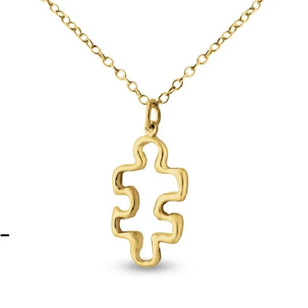 Manufacturer Antique Silver Gold Plated Jigsaw Puzzle Pieces Charm Autism Speaks Awareness Necklace Jewelry Pendant Necklaces