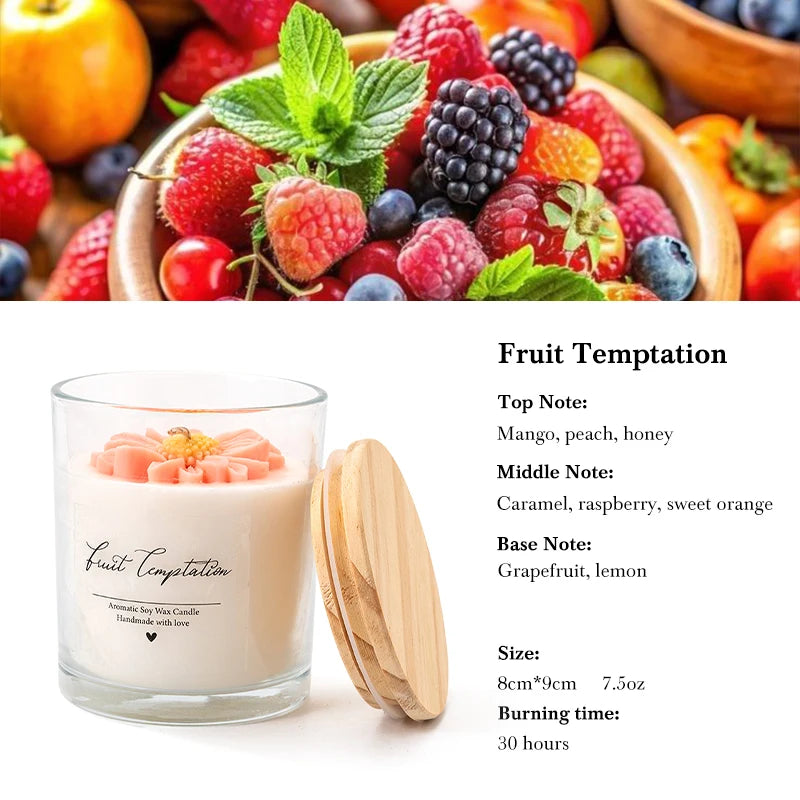 AIKUN Luxury Handmade Peony Flower Scented Candle Soy Wax Glass Jar Aromatherapy Candle for Wedding Gift