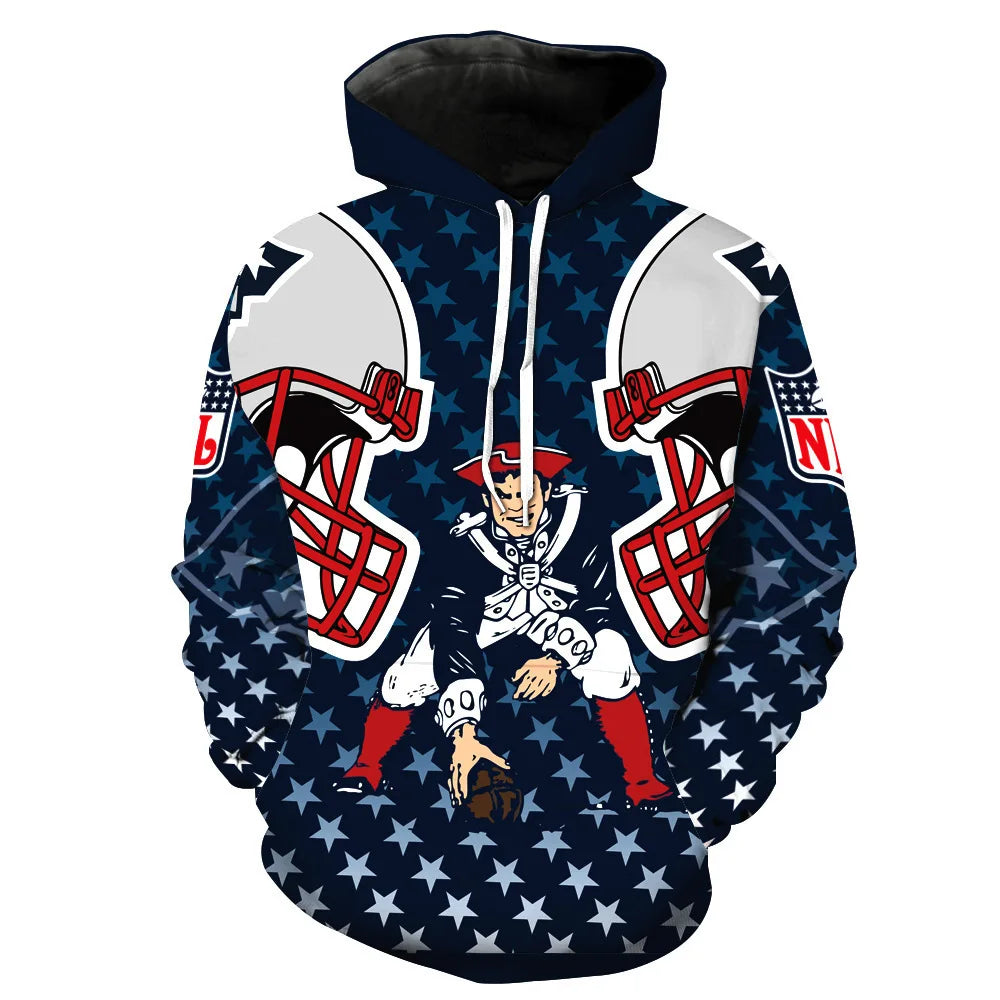 New Fashion 3D Classic Printing Hoodies Adolescent Pullover Men's Long Sleeve Tracksuit American Rugby Team Hoodies