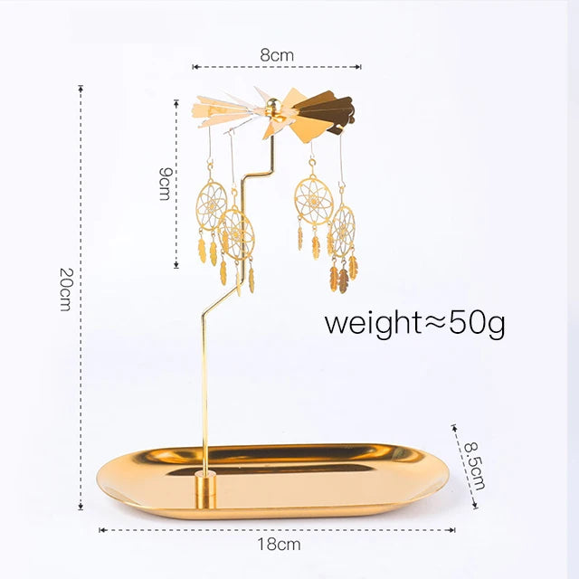 Creative Luxury  Golden Romantic Rotating Aromatherapy  Candlestick Christmas Gift Lantern  With Tray