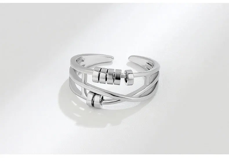 Energinox Dropshipping Adjustable Anxiety Jewelry Fidget Spinning Sterling Silver Ring