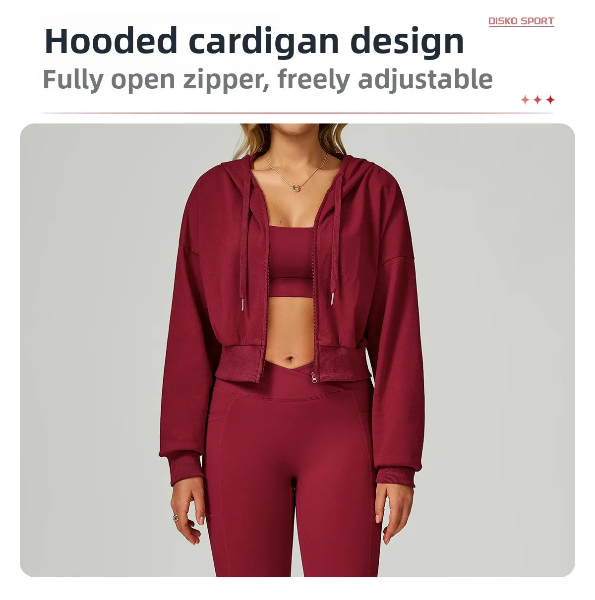 Women's Zippered Short Sweatshirt Hoodie for Autumn-Loose Fit Casual Sports Outfit for Running and Gym Wear