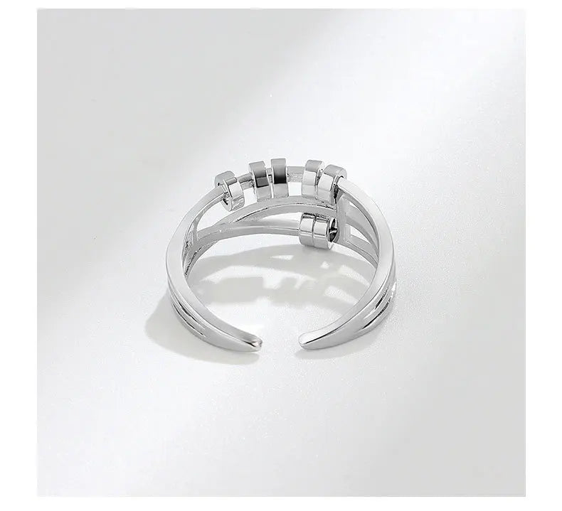 Energinox Dropshipping Adjustable Anxiety Jewelry Fidget Spinning Sterling Silver Ring