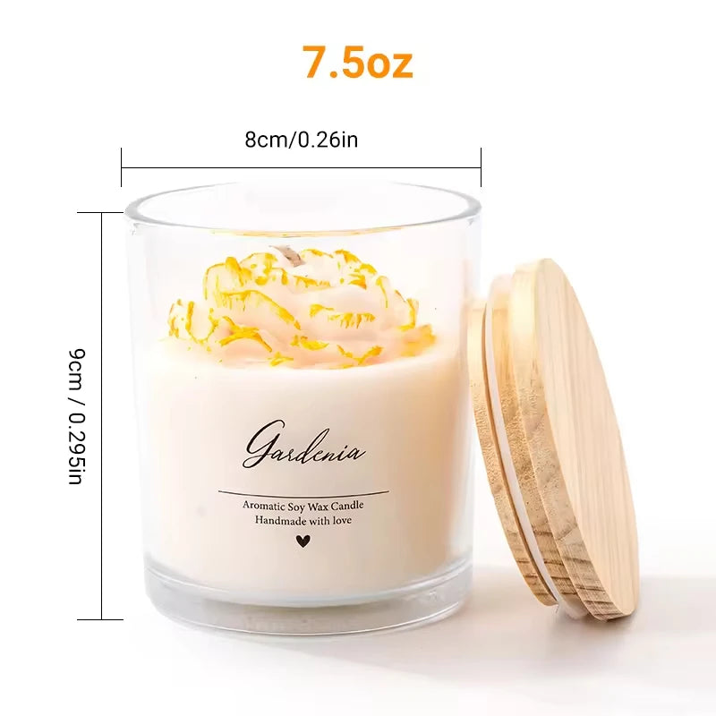 AIKUN Zen Ritual Scented Candle with Real Peony Petals Hand-poured Non-toxic Soy Wax Aromatherapy Candle for Mindful Living
