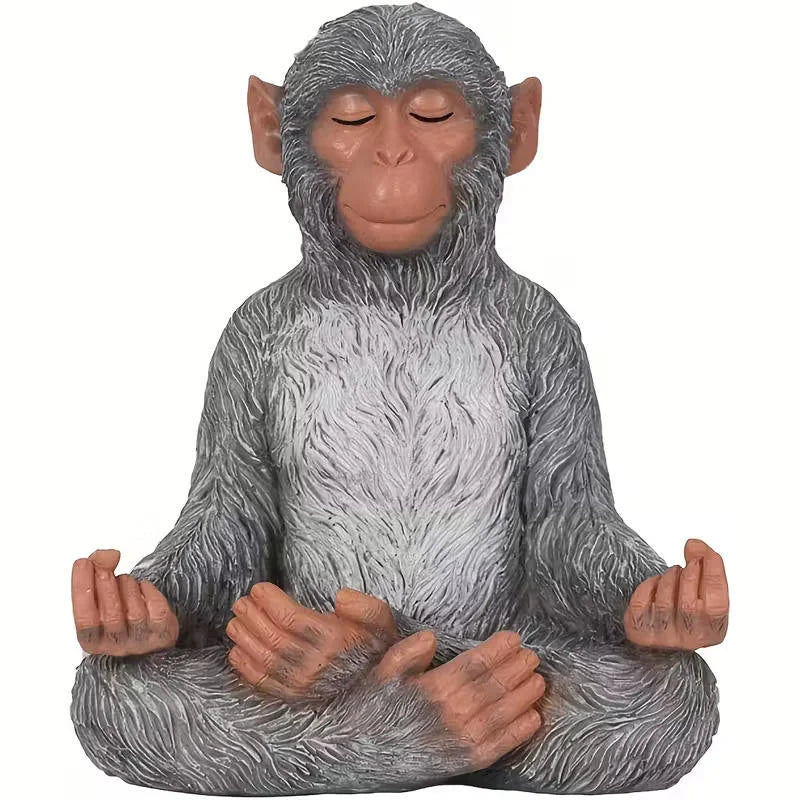 Zen Meditation Monkey Figurine-Lifelike Resin 3D Statue Peaceful Healing Decor for Courtyard/Terrace
