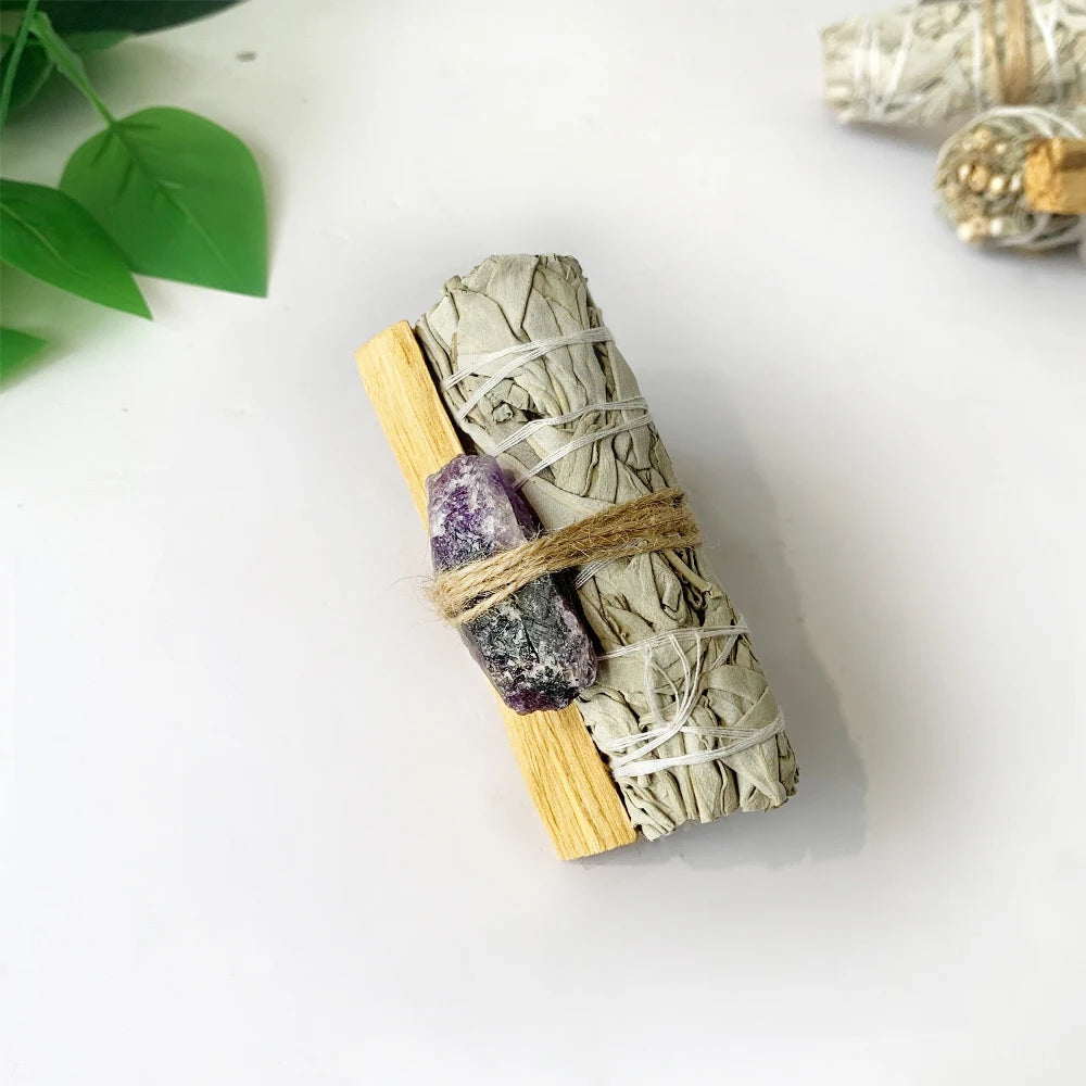 Natural Sage Peru Holy Wood  Crystal Original Stone Aromatherapy Set Yoga Meditation Indoor Purification