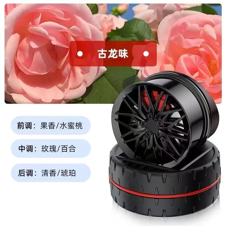 Car Solar Speed Hub Aromatherapy Solar Rotating Tire Air Refresher Liquid Perfume