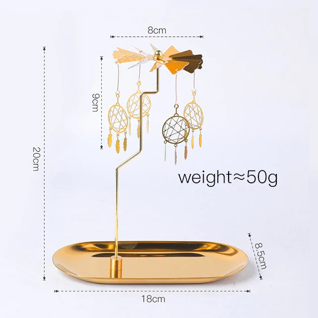 Creative Luxury  Golden Romantic Rotating Aromatherapy  Candlestick Christmas Gift Lantern  With Tray