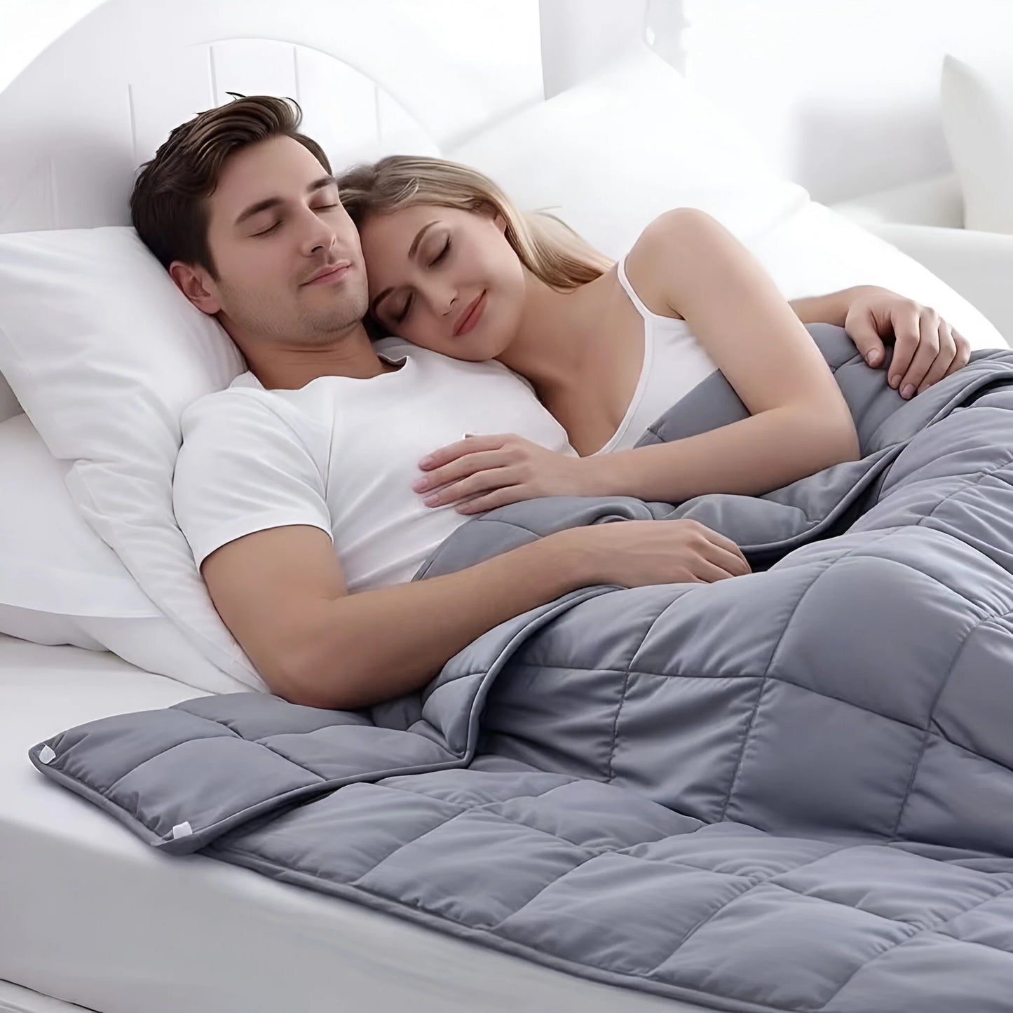 Large Quilted Gravity Weighted Blankets for Anxiety Adults 10Lbs Heavy Blanket with Deep Gray Color Calming Blanket