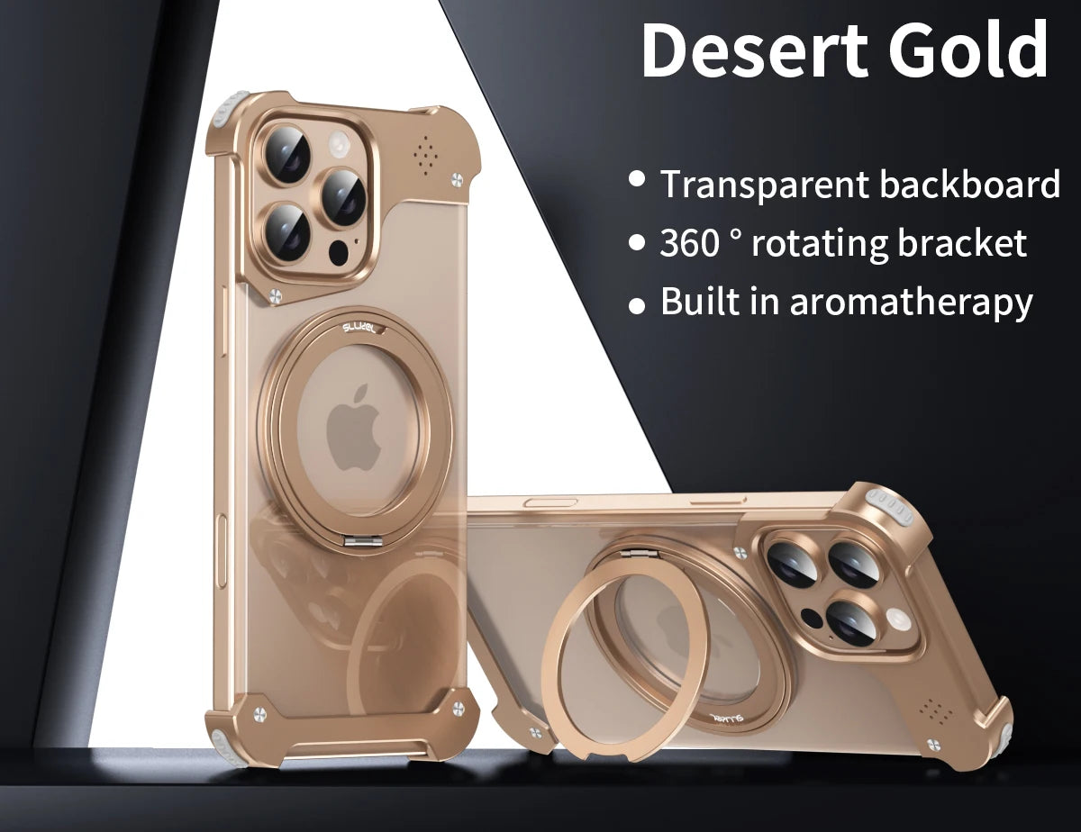 Shockproof 360 Rotation Ring Metal Cooling Case for iphone Magnetic Wireless Charging Stand Phone Case With Aromatherapy