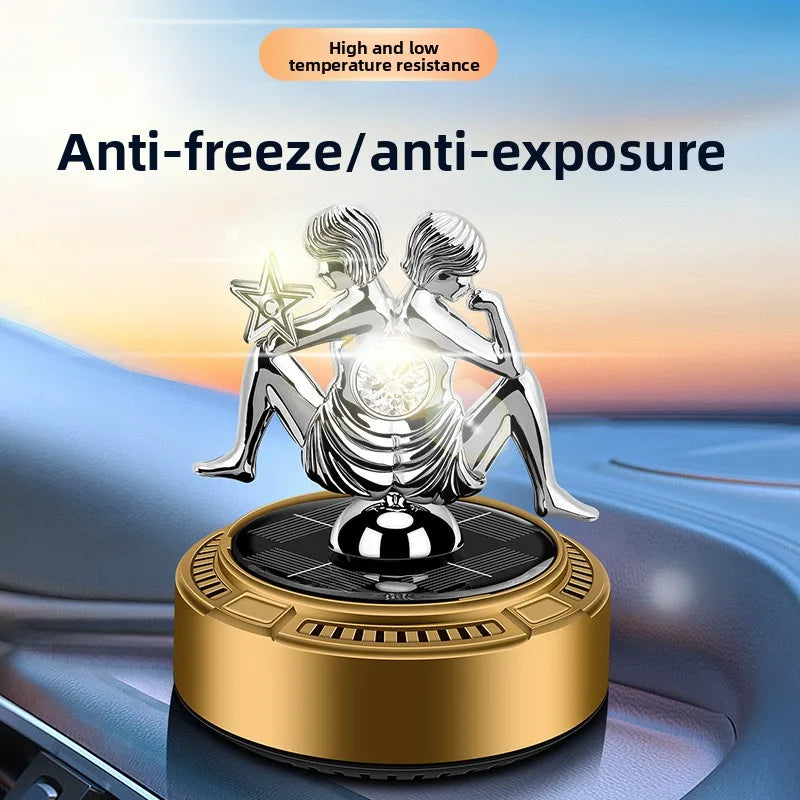 Diamond-encrusted Plastic Solar Energy Luxury Slow Turn Aromatherapy Ornaments Instrument Panel Natural Turn Stand Mount Car