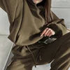 Autumn Women's New Fashion Short Sports Jogger Sweater Solid Casual Hoodie Top Pants Breathable  Winter 2 Piece Sport