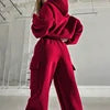Autumn Women's New Fashion Short Sports Jogger Sweater Solid Casual Hoodie Top Pants Breathable  Winter 2 Piece Sport