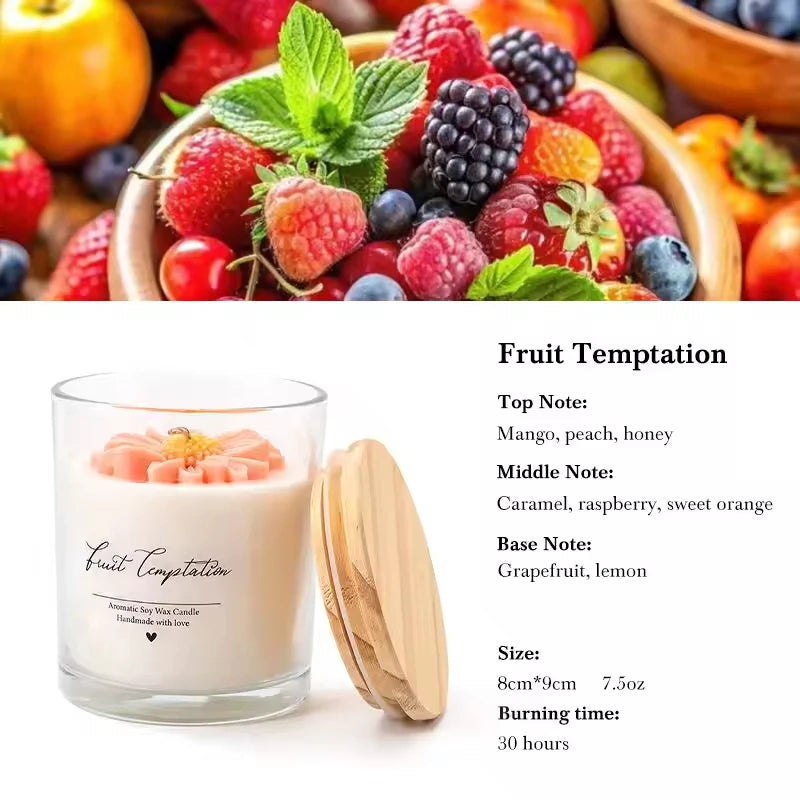 AIKUN Zen Ritual Aromatherapy Scented Candle Botanical Real Flower Petals Soy Wax Candle for Meditation Yoga