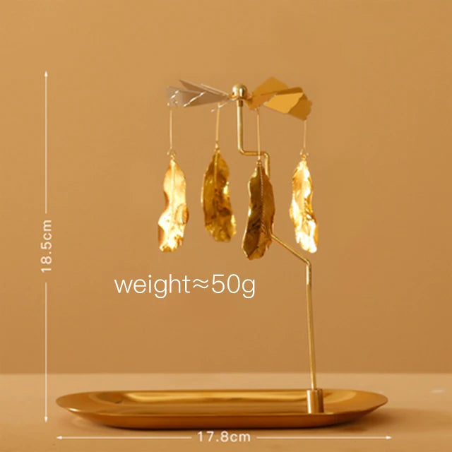 Creative Luxury  Golden Romantic Rotating Aromatherapy  Candlestick Christmas Gift Lantern  With Tray
