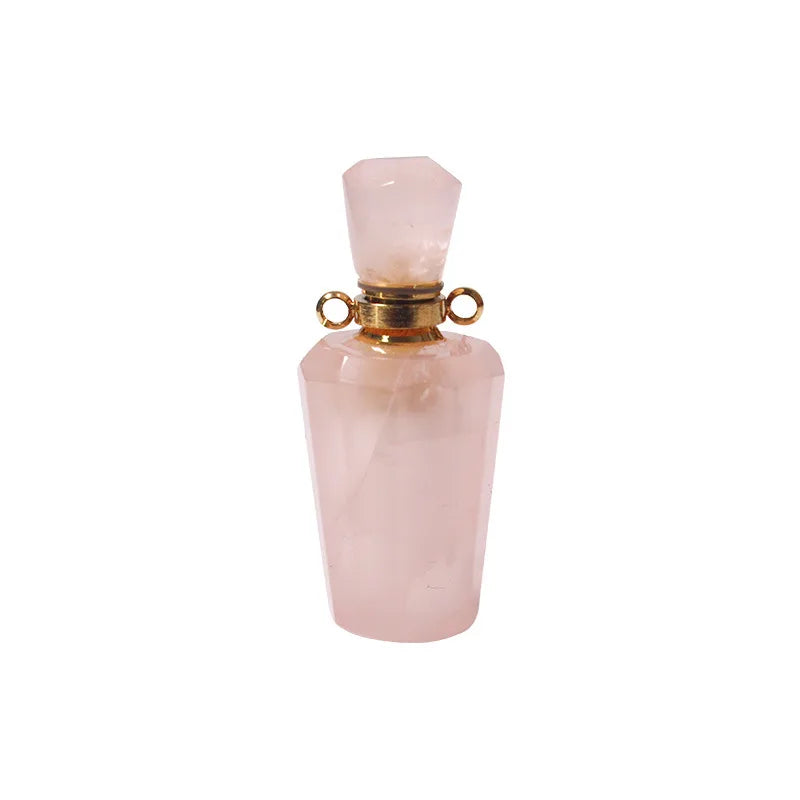 Reiki Natural White Crystal Amethyst Perfume Essential Oil Bottle Aromatherapy Hair Powder Empty Bottle Fashion Pendant Necklace