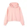Customize Front Women's High Quality 100% Cotton Eco-Friendly Simple Solid Color Autumn/Winter Crop Hoodie Fashionable Street