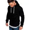 2021 New Men's Pure Color Outdoor Fitness Sports Slim Hoodie Top Men's Hooded Pullover