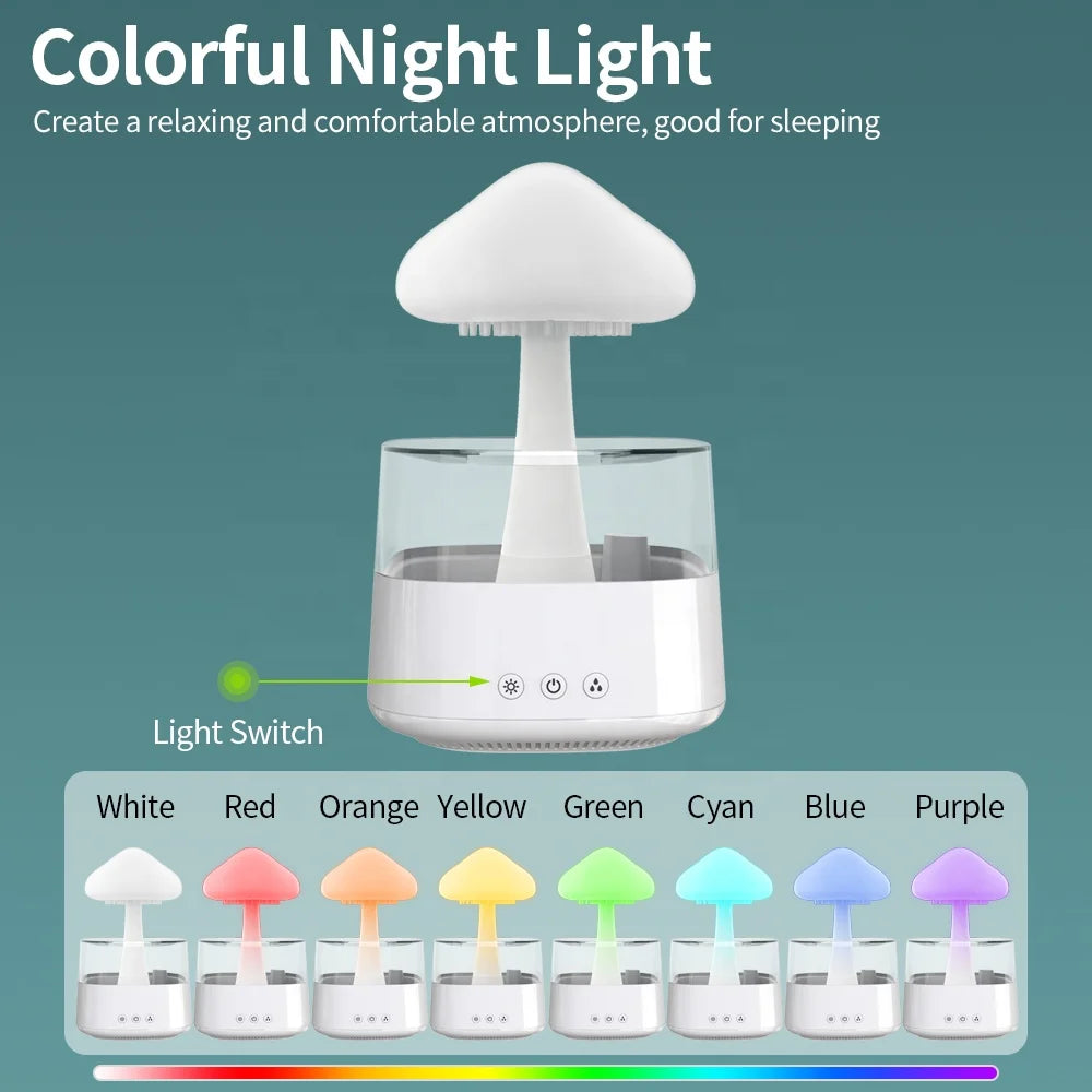 High Quality Desktop Rain Humidifier With 7 Coloured Lights White Noise Sleep Aid and Essential Oil Aromatherapy 3 in 1 for Room