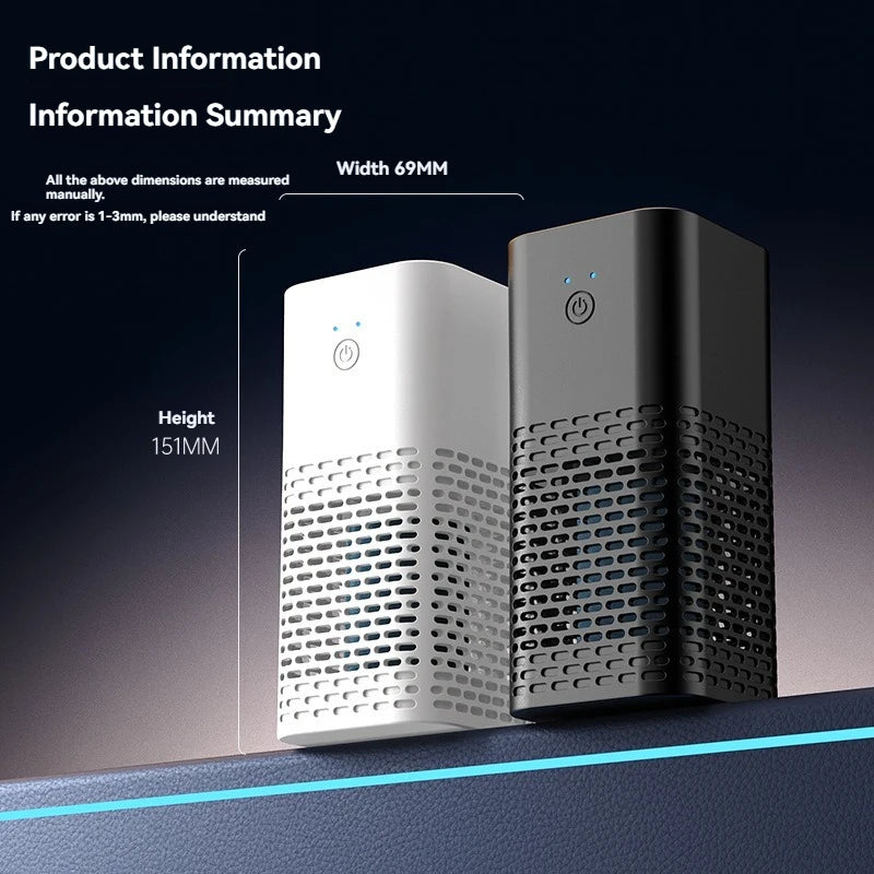 Negative Ion Air Purifier with Purple LED, Small Space Desktop Air Cleaner, Aromatherapy for Bedroom, Bathroom, Office