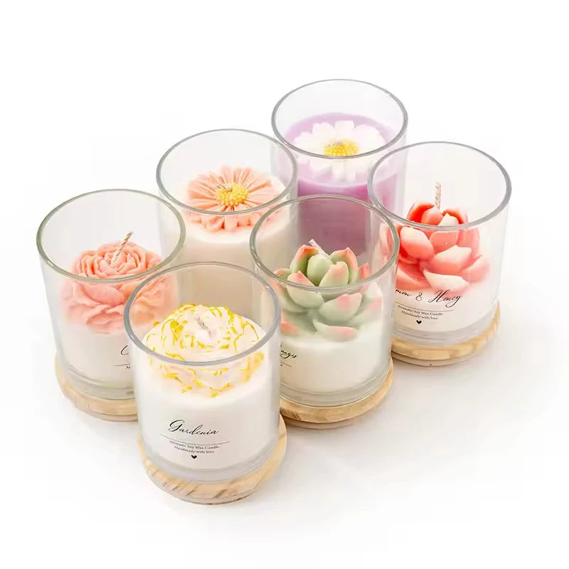 AIKUN Zen Ritual Aromatherapy Scented Candle Botanical Real Flower Petals Soy Wax Candle for Meditation Yoga