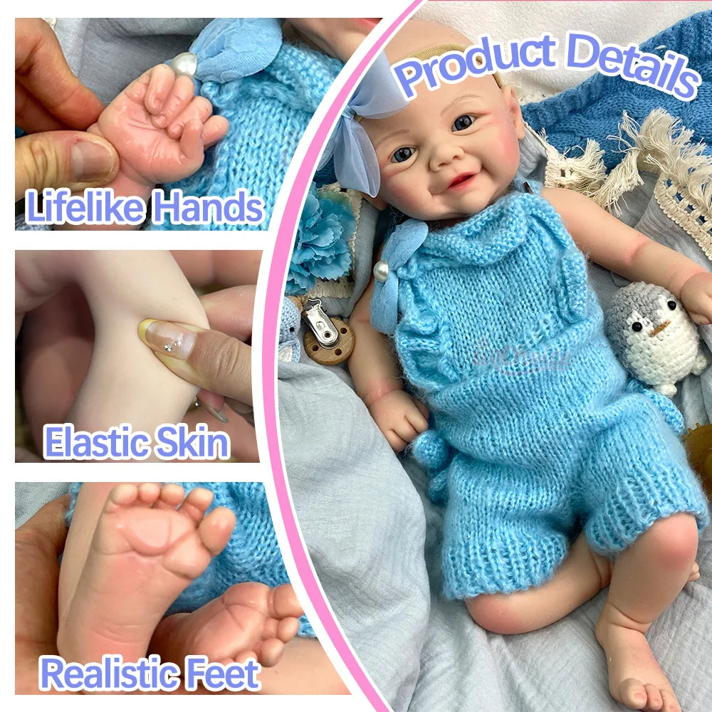 17Inch Adorable Cherubic Cheeks Reborn Doll Soft Washable Realistic Open Eyes  Skin Weighted Companion Baby Gifts
