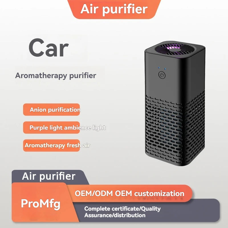 Negative Ion Air Purifier with Purple LED, Small Space Desktop Air Cleaner, Aromatherapy for Bedroom, Bathroom, Office