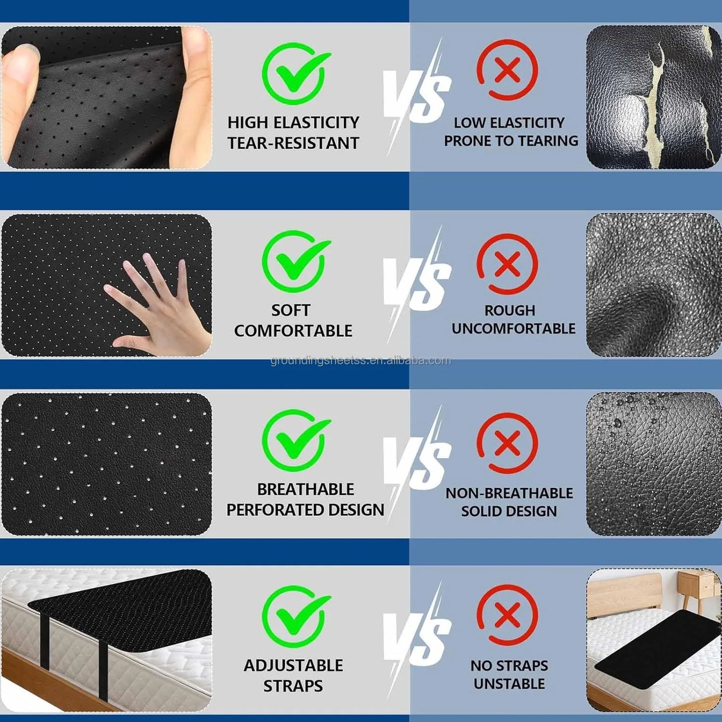 Earth Grounding Mat for Sleep - Reduce Inflammation, Pain, and Anxiety, with Conductive Material